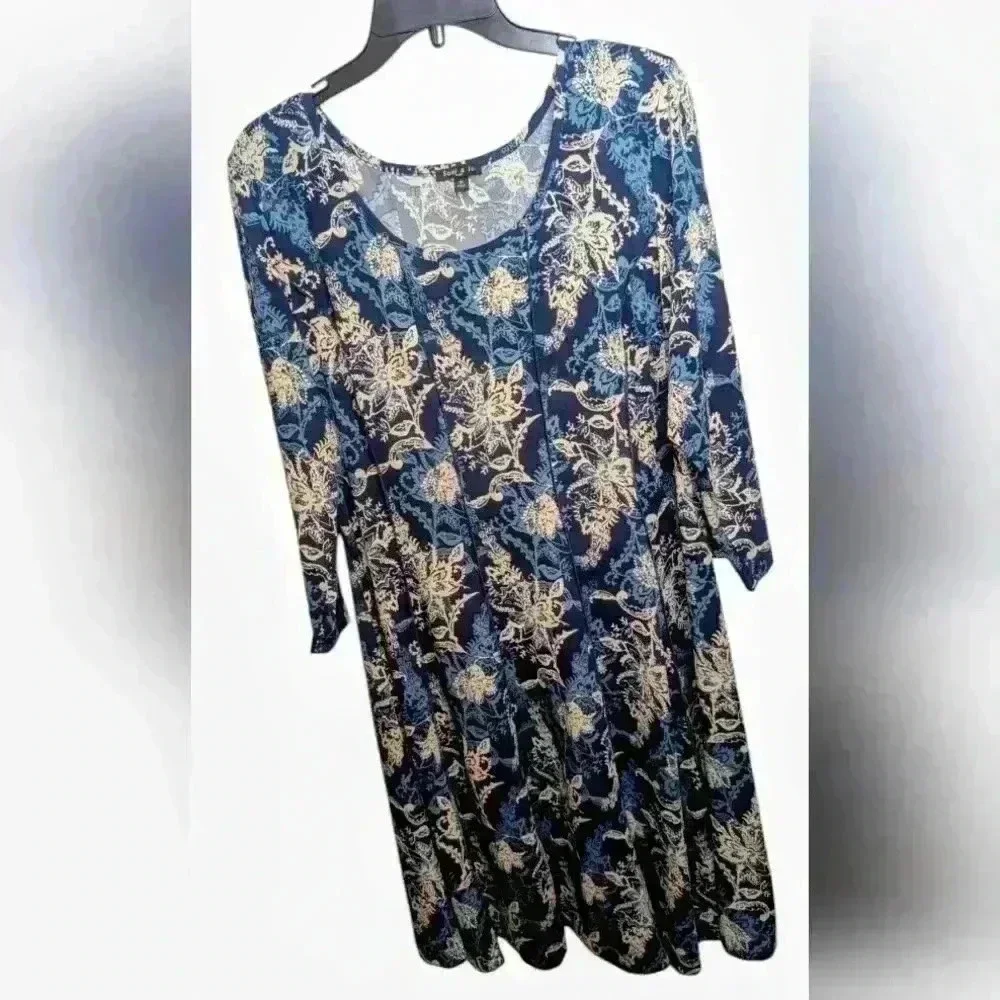 Sami & Jo 2X Blue Paisley Dress - Picture 2 of 4